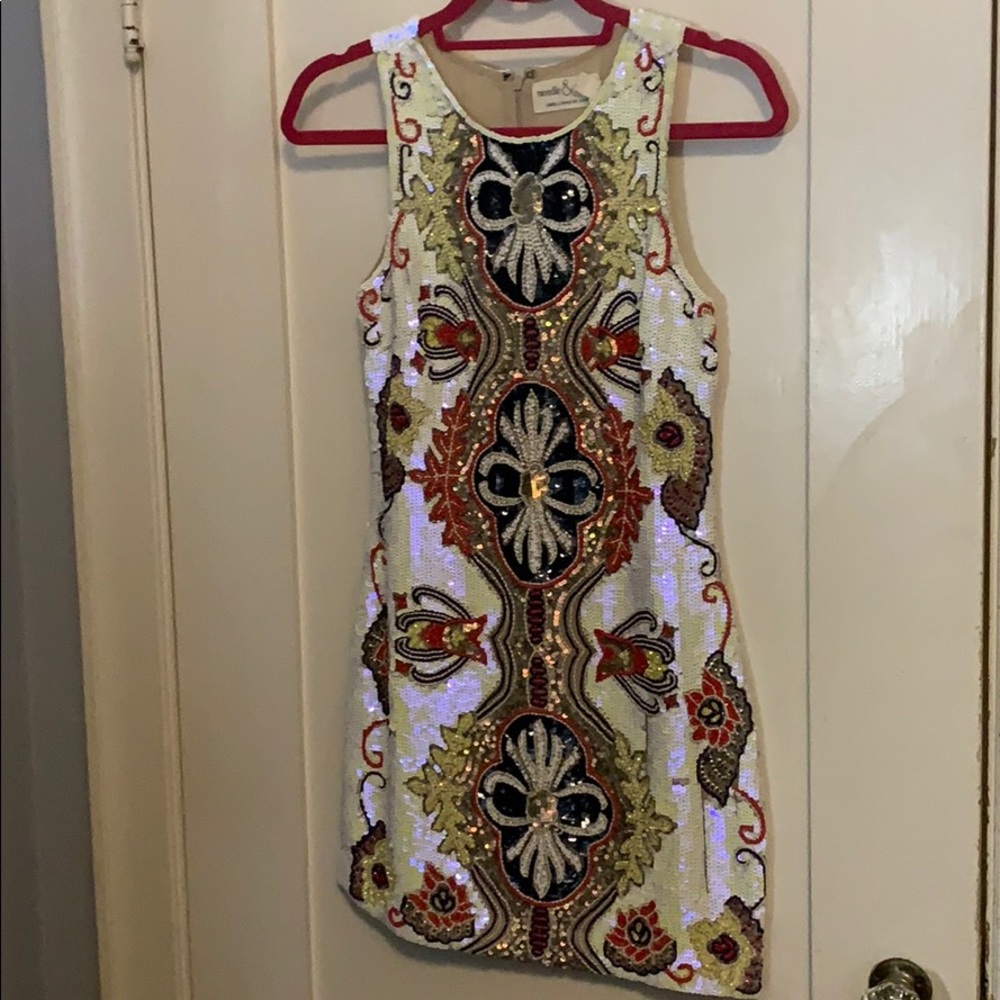 Beaded + Sequin Mini Dress